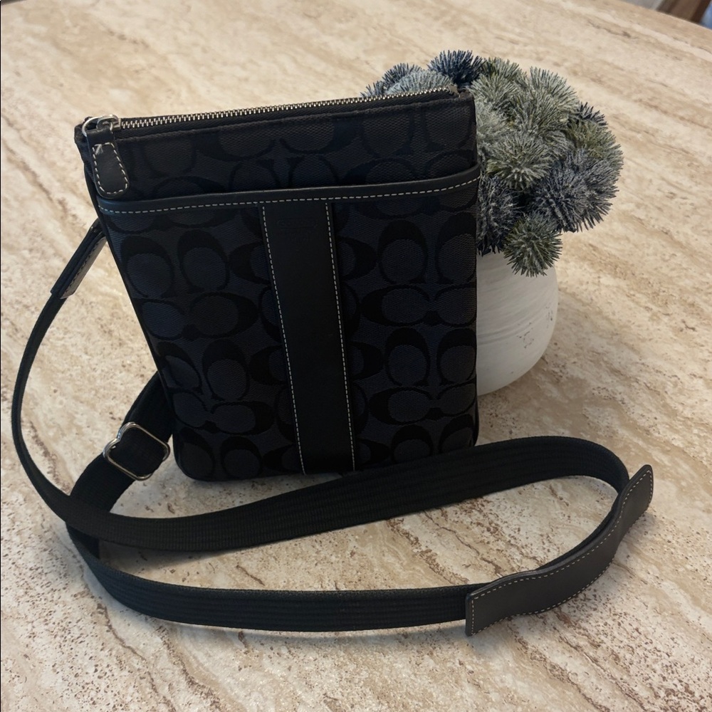 Coach Black Signature Patterned Crossbody Bag
